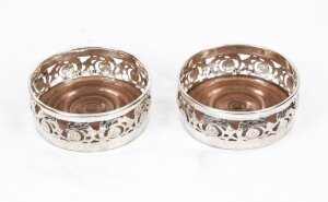 Superb Pair of Silver Plated English Wine Coasters | Ref. no. 07781 | Regent Antiques