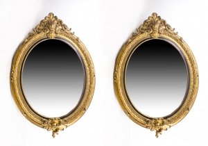Pair Beautiful Large Rococo Style Gilded Oval Mirrors 150 x 103 cm | Ref. no. 07787a | Regent Antiques