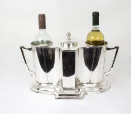 Art Deco Style Silver Plated 2 Bottle Wine Cooler Ice Bucket | Ref. no. 07789 | Regent Antiques