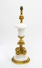 Vintage Ormolu & Marble Dolphin Table Lamp Louis Revival