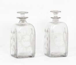 Antique Pair of Etched Glass Decanters Thistles c.1900 | Ref. no. 07881 | Regent Antiques