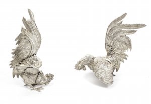 antique silver birds | French silver plated cockerels | Ref. no. 07898 | Regent Antiques