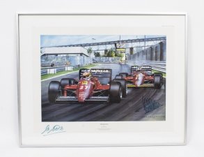 Vintage F1 Print signed by Alboretto & Rene Arnoux C1985 | Ref. no. 07934 | Regent Antiques