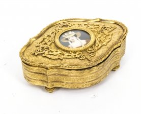 Antique Gilt Bronze Jewellery Casket & Miniature 