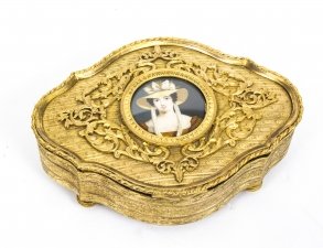 Antique Gilt Bronze Jewellery Casket & Miniature 