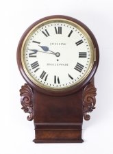 Antique Victorian Drop Trunk Single Fusee  Flame Mahogany Wall Clock C1860 | Ref. no. 08044 | Regent Antiques