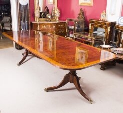 Flame Mahogany 10ft Regency Style Twin Pillar Dining Table | Ref. no. 08055 | Regent Antiques