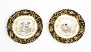 Antique Pair Sevres Cabinet Plates & Amorini x Boucher C1900 | Ref. no. 08064 | Regent Antiques