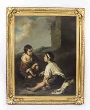 Antique Painting Boys Playing Dice After Bartolome\