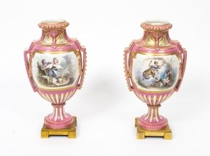 Antique Pair French Ormolu Mounted Pink Sevres vases C1880 | Ref. no. 08081 | Regent Antiques