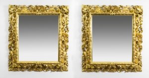Antique Pair Florentine Giltwood Mirrors c.1870 - 104 x 94 cm | Ref. no. 08108 | Regent Antiques