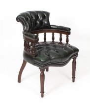 Bespoke English Hand Made Leather Captains Desk Chair Alga Colour | Ref. no. 08131 | Regent Antiques