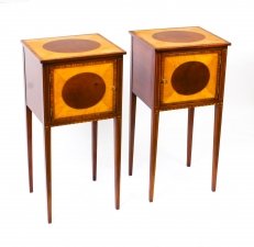 Antique Pair Victorian Mahogany & Sycamore Bedside Cabinets 19th Century Antique Pair Victorian Mahogany & Sycamore Bedside Cabinets 19th Century