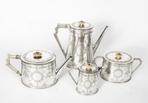 Antique Sterling Silver 4 piece Tea Coffee Service Martin Hall 1872 | Ref. no. 08173a | Regent Antiques
