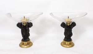 Pair Cut Glass & Bronze Ormolu Cherub Centrepieces | Ref. no. 08188a | Regent Antiques