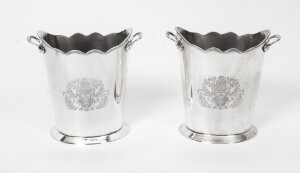 Gorgeous Pair Silver Plated Twin Handled Champagne Coolers | Ref. no. 08196a | Regent Antiques