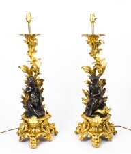 Antique Pair French Ormolu and Patinated Bronze Table Lamps | Bronze Lamps | Ref. no. 08226 | Regent Antiques