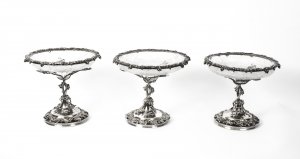 Antique Victorian Set 3 Elkington Silver plate & Cut Crystal Centrepieces C1860 | Ref. no. 08235 | Regent Antiques