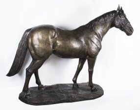 Vintage Massive Life Size Bronze Statue of a Stallion Horse 20th C