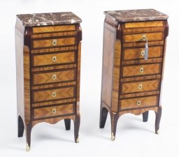 Antique Pair French Kingwood & Rouge Marble Top Bedside Chests Cabinets c1870 | Ref. no. 08301 | Regent Antiques