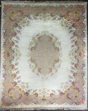 Large Vintage Medallion Design Pink Wool Oriental Style Rug