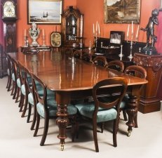 Antique Victorian 12 ft Flame Mahogany  Dining Table & 14 antique chairs c.1860 | Ref. no. 08328c | Regent Antiques