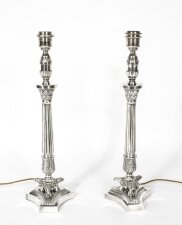 Pair  of Silver Plated  Empire Style Table Lamps | Ref. no. 08330 | Regent Antiques