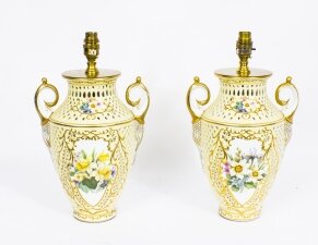 Vintage Pair Worcester Porcelain Table Lamps  C1930 | Ref. no. 08336 | Regent Antiques