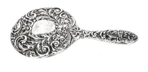 Antique Edwardian Sterling Silver & Embossed Hand Mirror 1917 | Ref. no. 08347 | Regent Antiques