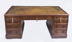 Antique Victorian Mahogany Partners Pedestal Desk c.1860 | Ref. no. 08356 | Regent Antiques