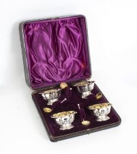 Antique Victorian Set of 4 silver gilt salts with spoons 1897 | Ref. no. 08370 | Regent Antiques