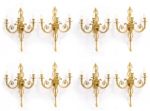 Vintage Set of 8 French Neo-Classical Style Ormolu Wall Lights C1920 | Ref. no. 08414 | Regent Antiques