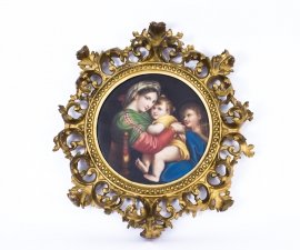Antique Porcelain Plaque "Madonna Della Sedia" Florentine Frame C1860 | Ref. no. 08476 | Regent Antiques