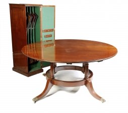 Vintage 7ft  Diam Mahogany Jupe Dining Table & Leaf Cabinet. Mid 20th C | Ref. no. 08485 | Regent Antiques