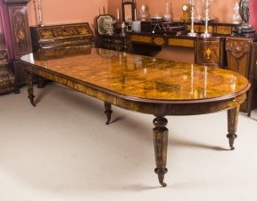Amazing Bespoke Handmade 12ft Victorian Style Burr Walnut Marquetry Dining Table | Ref. no. 08506 | Regent Antiques