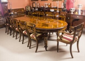 Bespoke 12ft Handmade Burr Walnut Marquetry Dining Table & 12 Chairs | Ref. no. 08506a | Regent Antiques