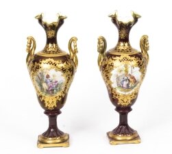 Antique Pair Helena Wolfsohn Dresden Porcelain Vases c.1880 | Ref. no. 08509 | Regent Antiques