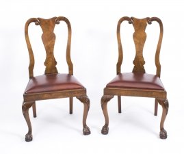 Pair Vintage Queen Anne Style Dining Chairs | Ref. no. 08519 | Regent Antiques