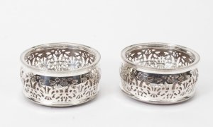 Superb Pair of Silver Plated English Wine Coasters | Ref. no. 08535 | Regent Antiques
