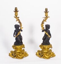 Antique Pair French Ormolu & Patinated Bronze Cherubs Table Lamps 19th C | Ref. no. 08552 | Regent Antiques