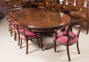 Antique 10ft Victorian Oval Extending Dining Table c.1850 & 10 Chairs | Ref. no. 08577a | Regent Antiques