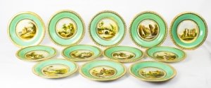 Antique set of 12 English Hand Painted Porcelain Dessert Service 19thC | Ref. no. 08581 | Regent Antiques