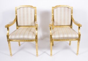 Bespoke PairFrench Louis XVI Carved Giltwood Armchairs