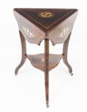 Antique Edwardian Triple Drop Flap Occasional Side Table 