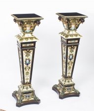 Antique Pair Swedish Rorstrand Majolica Pedestals 19th C | Ref. no. 08622 | Regent Antiques