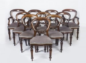 Vintage Set of 10 Victorian Style Balloon Back Dining Chairs | Ref. no. 08638a | Regent Antiques