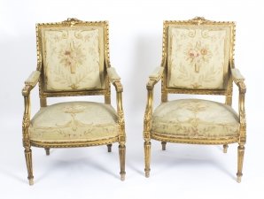 Antique Pair of  Louis XVI style Giltwood Armchairs Late 19 Century | Ref. no. 08654A | Regent Antiques