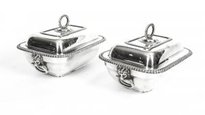 Antique silver sauce tureens | Elkington silver plate entree dishes | Ref. no. 08657 | Regent Antiques