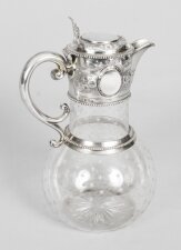 Antique Victorian Silver & Crystal Claret Jug Ewer W & G Sissons 1864