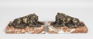 Antique Pair Grand Tour Bronze Lions on Marble Bases 19th C | Ref. no. 08709 | Regent Antiques